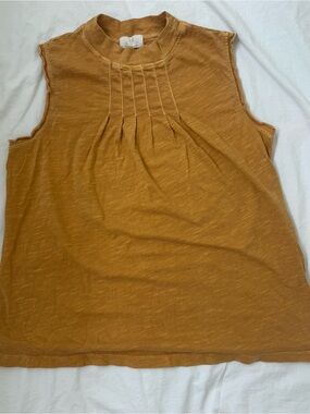 T.La Pintuck Mock Neck Tank in Mustard